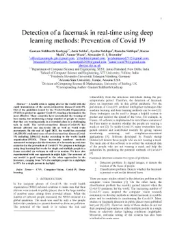 Detection of a facemask in real-time using deep learning methods:
  Prevention of Covid 19