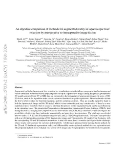 An objective comparison of methods for augmented reality in laparoscopic
  liver resection by preoperative-to-intraoperative image fusion