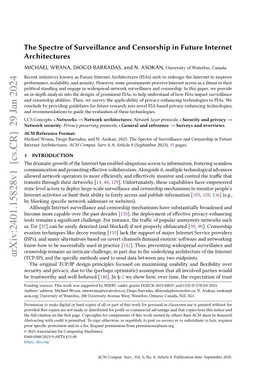 The Spectre of Surveillance and Censorship in Future Internet Architectures