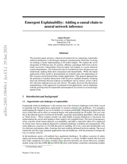 Emergent Explainability: Adding a causal chain to neural network
  inference