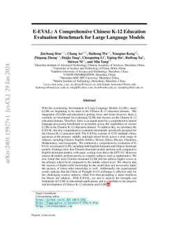 E-EVAL: A Comprehensive Chinese K-12 Education Evaluation Benchmark for
  Large Language Models
