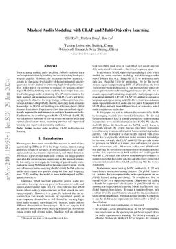 Masked Audio Modeling with CLAP and Multi-Objective Learning