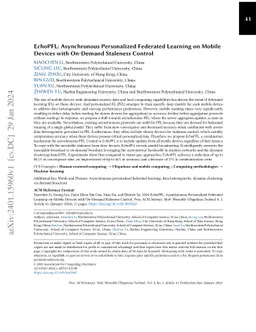 EchoPFL: Asynchronous Personalized Federated Learning on Mobile Devices
  with On-Demand Staleness Control