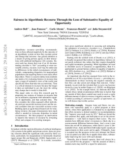 Fairness in Algorithmic Recourse Through the Lens of Substantive
  Equality of Opportunity