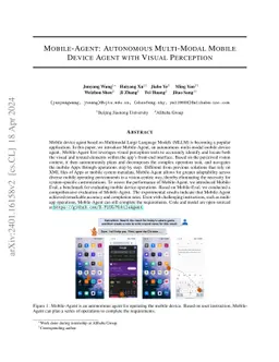 Mobile-Agent: Autonomous Multi-Modal Mobile Device Agent with Visual
  Perception