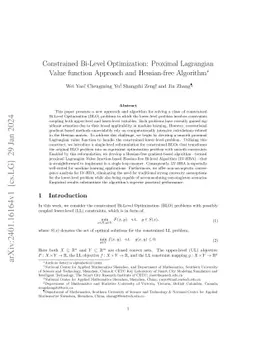 Constrained Bi-Level Optimization: Proximal Lagrangian Value function
  Approach and Hessian-free Algorithm