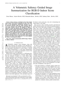 A Volumetric Saliency Guided Image Summarization for RGB-D Indoor Scene
  Classification