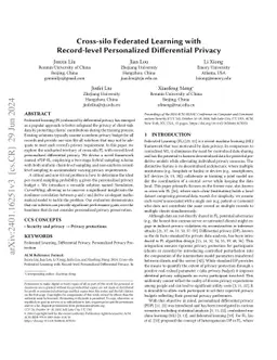 Cross-silo Federated Learning with Record-level Personalized
  Differential Privacy
