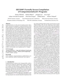 SECOMP: Formally Secure Compilation of Compartmentalized C Programs