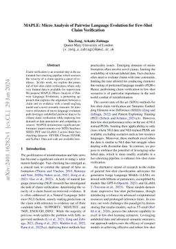 MAPLE: Micro Analysis of Pairwise Language Evolution for Few-Shot Claim
  Verification