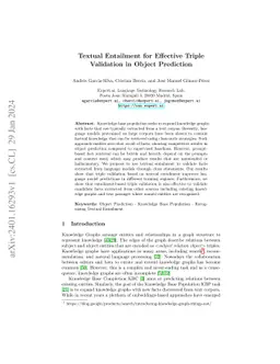 Textual Entailment for Effective Triple Validation in Object Prediction