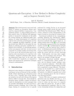 Quantum-safe Encryption: A New Method to Reduce Complexity and/or
  Improve Security Level
