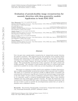 Evaluation of pseudo-healthy image reconstruction for anomaly detection
  with deep generative models: Application to brain FDG PET