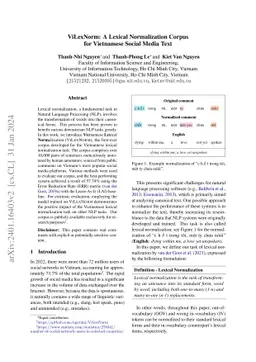 ViLexNorm: A Lexical Normalization Corpus for Vietnamese Social Media
  Text