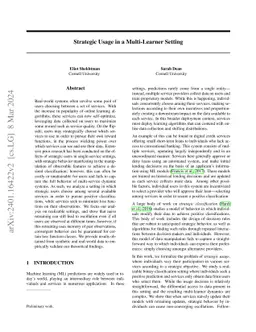 Strategic Usage in a Multi-Learner Setting