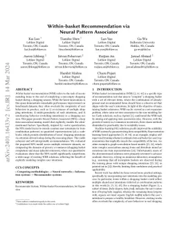 Within-basket Recommendation via Neural Pattern Associator