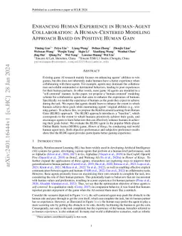 Enhancing Human Experience in Human-Agent Collaboration: A
  Human-Centered Modeling Approach Based on Positive Human Gain