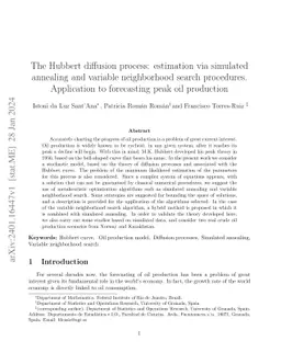 The Hubbert diffusion process: Estimation via simulated annealing and
  variable neighborhood search procedures. Application to forecasting peak oil
  production