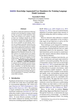 KAUCUS: Knowledge Augmented User Simulators for Training Language Model
  Assistants
