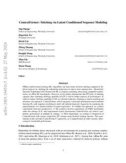 Context-Former: Stitching via Latent Conditioned Sequence Modeling