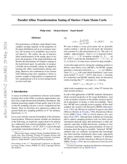Parallel Affine Transformation Tuning of Markov Chain Monte Carlo