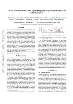 OWSM v3.1: Better and Faster Open Whisper-Style Speech Models based on
  E-Branchformer