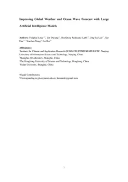 Improving Global Weather and Ocean Wave Forecast with Large Artificial
  Intelligence Models