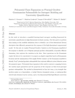 Polynomial Chaos Expansions on Principal Geodesic Grassmannian
  Submanifolds for Surrogate Modeling and Uncertainty Quantification