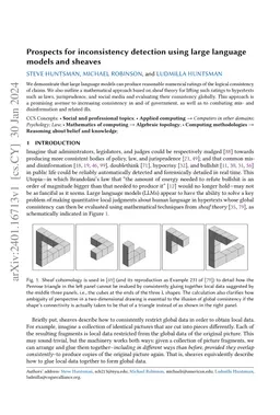 Prospects for inconsistency detection using large language models and
  sheaves