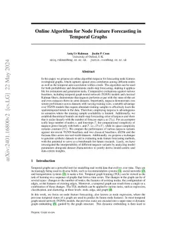 Online Algorithm for Node Feature Forecasting in Temporal Graphs
