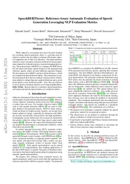 SpeechBERTScore: Reference-Aware Automatic Evaluation of Speech
  Generation Leveraging NLP Evaluation Metrics