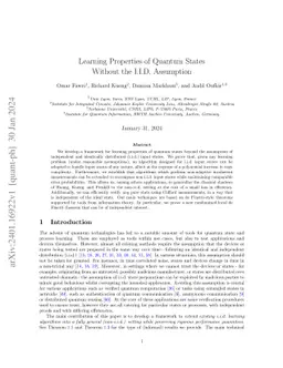 Learning Properties of Quantum States Without the I.I.D. Assumption
