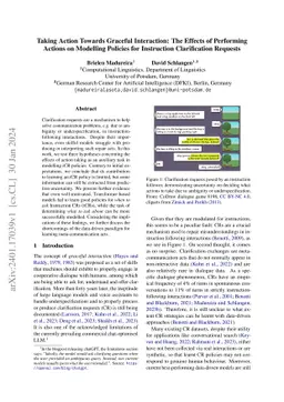 Taking Action Towards Graceful Interaction: The Effects of Performing
  Actions on Modelling Policies for Instruction Clarification Requests