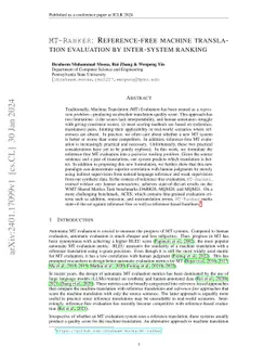 MT-Ranker: Reference-free machine translation evaluation by inter-system
  ranking