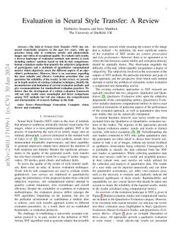 Evaluation in Neural Style Transfer: A Review