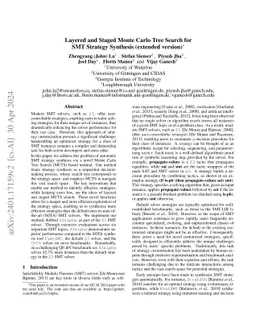 Layered and Staged Monte Carlo Tree Search for SMT Strategy Synthesis