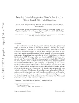 Learning Domain-Independent Green's Function For Elliptic Partial
  Differential Equations