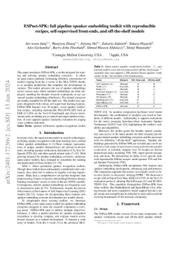 ESPnet-SPK: full pipeline speaker embedding toolkit with reproducible
  recipes, self-supervised front-ends, and off-the-shelf models
