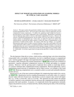 Effect of Weight Quantization on Learning Models by Typical Case
  Analysis