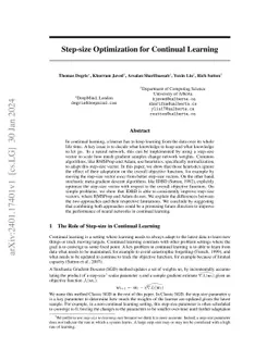 Step-size Optimization for Continual Learning