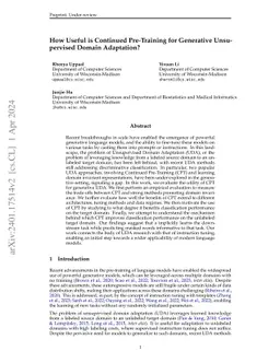 How Useful is Continued Pre-Training for Generative Unsupervised Domain Adaptation?