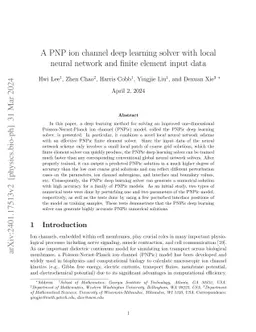 A PNP ion channel deep learning solver with local neural network and
  finite element input data