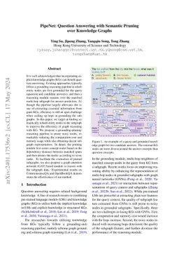 PipeNet: Question Answering with Semantic Pruning over Knowledge Graphs