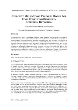 Effective Multi-Stage Training Model For Edge Computing Devices In
  Intrusion Detection