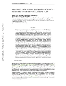 Exploring the Common Appearance-Boundary Adaptation for Nighttime
  Optical Flow