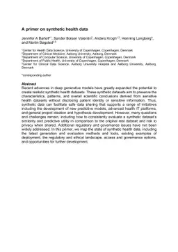 A primer on synthetic health data
