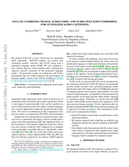 EnCLAP: Combining Neural Audio Codec and Audio-Text Joint Embedding for
  Automated Audio Captioning