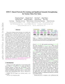 SNP-S3: Shared Network Pre-training and Significant Semantic
  Strengthening for Various Video-Text Tasks