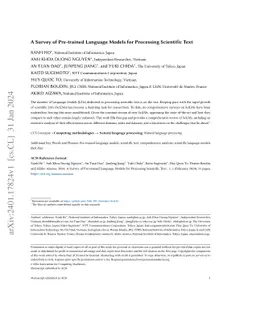 A Survey of Pre-trained Language Models for Processing Scientific Text