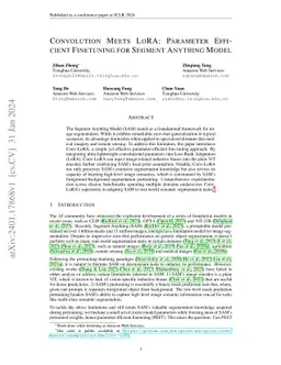 Convolution Meets LoRA: Parameter Efficient Finetuning for Segment
  Anything Model